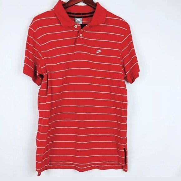 NIKE RED WITH GRAY STRIPED POLO
SIZE medium - Picture 1 of 4